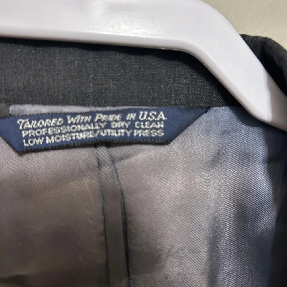 Lands End Blazer Mens 48R Charcoal Grey Two Button Jacket USA Preppy Old Luxury